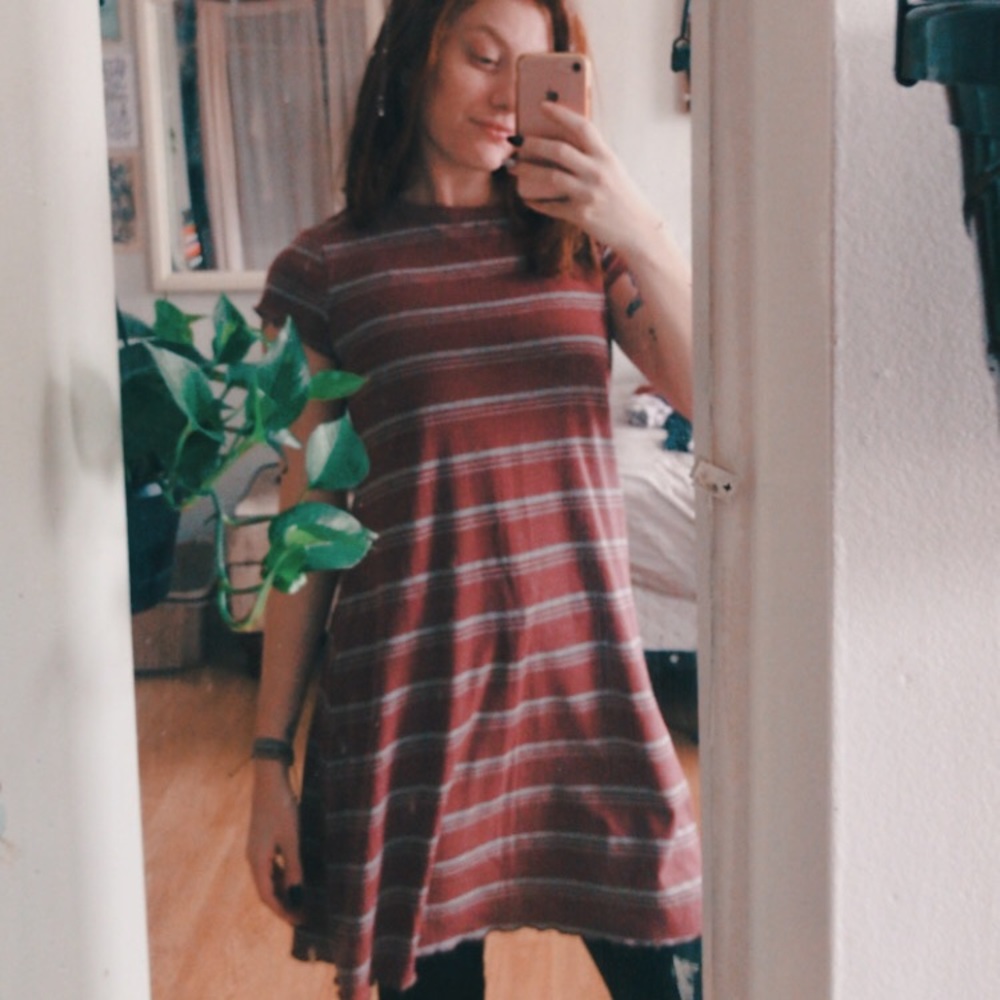 pink/grey t-shirt dress
